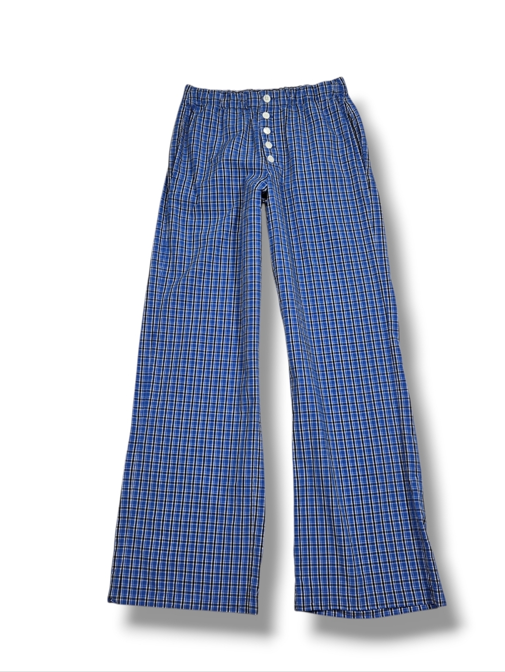 Doen Morgan Pant Size XXS 100% Organic Cotton Pockets Blue Cassis Check - Picture 2 of 14